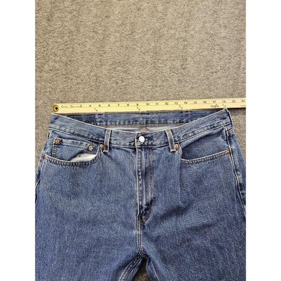 Levis 505 Jeans Mens 38x30 Blue Med Wash Denim Regular Fit Straight Leg Classic - Picture 5 of 10